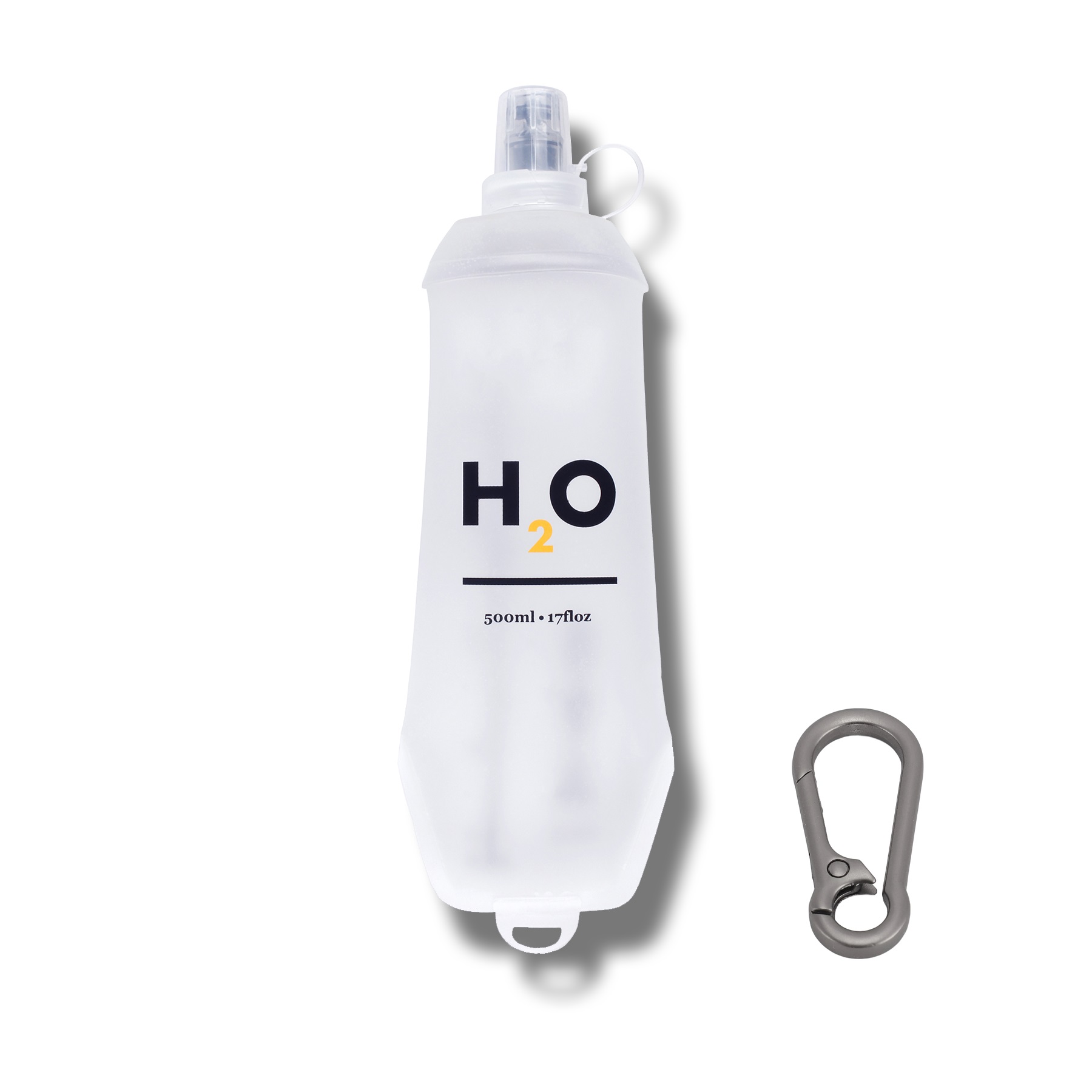 HECHZSO 500 ml collapsible soft flask with bite valve and metal hook